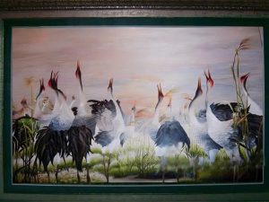 Tranh thêu tay- Cuộc sống vươn lên- T038